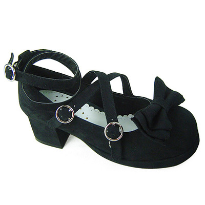 Black suede without back bows & 4.5cm heel + 1cm platform