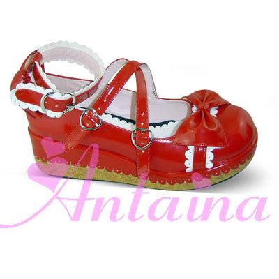 Glossy red with white & 5cm heel