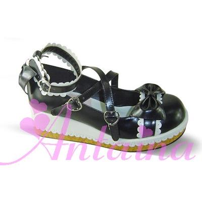 Black with white & 5cm heel + 2.5cm platform