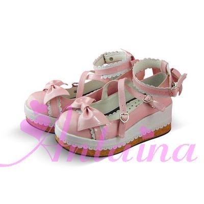 Glossy pink with white & 5cm heel + 2.5cm platform