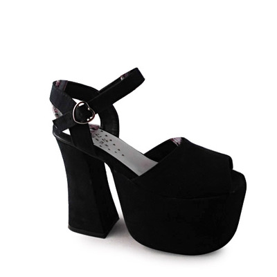 Black suede & 12cm heel + 7.5cm platform