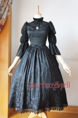 Surface Spell -Lady in Darkness- Dark-striped Lolita OP Dress - Customziable