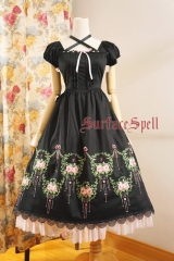 Surface Spell -Dancing Rose- Embroidery Gothic Lolita OP Dress - Customizable