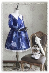 Infanta -Rainbow Cotton Candy- Pointed Collar Long Sleeves Lolita OP Dress
