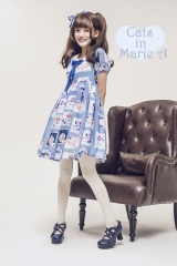 ThinkFly -Cats in Marie A- Short Sleeves Casual Lolita OP Dress - Out of Stock