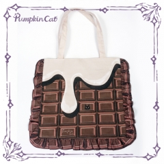 Pumpkin Cat -Cream Chocolate- Pure Cotton Lolita Handbag - Sold Out