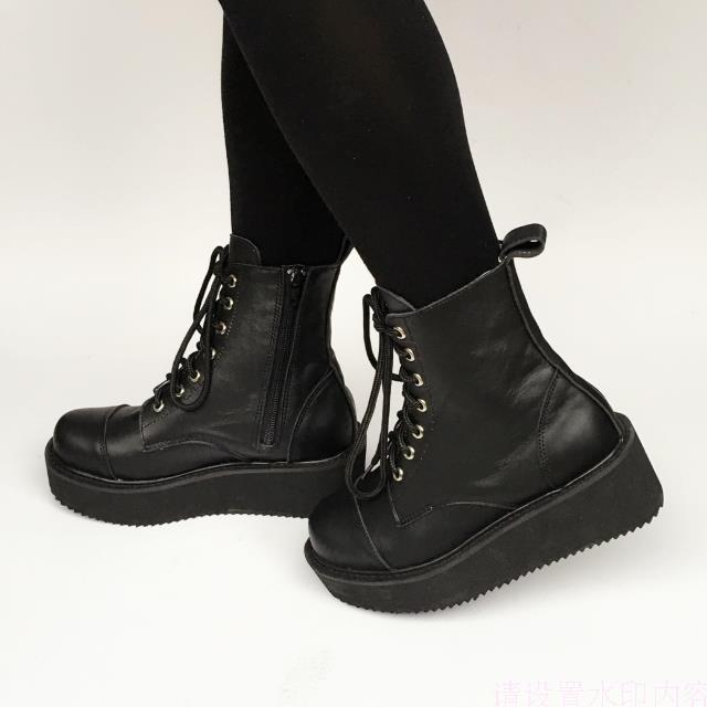 Black(real cow leather) & 5cm heel + 3cm platform