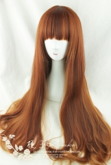 80cm Red Brown X Flaxen Highlighted Lolita Curly Wig
