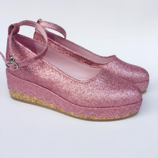 Pink Sequin Shoes & 6cm heel + 3cm platform