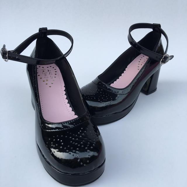 Glossy black & 6.3cm heel + 1cm platform