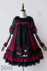 Forest Wardrobe -Camellia- Embroidery Qi Lolita High Waist OP Dress