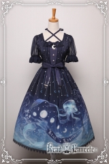 Krad Lanrete -Lost In Sea Blue- Jellyfish Printed Lolita OP Dress