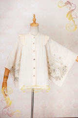 IchigoMiko -Fantastic Night By The River of Sakura- Wa Lolita Embroidery Kofurisode Swinging Sleeves Blouse