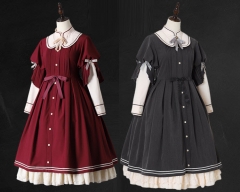 Mystery Maiden Thick Version Vintage Classic Long Sleeves Lolita OP Dress