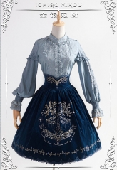 IchigoMikou -The Gold and Silver Tree- Embroidery Lolita High Waist Skirt Short Version