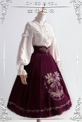 IchigoMikou -The Gold and Silver Tree- Embroidery Lolita High Waist Skirt Long Version