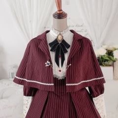 YinLing Maiden Striped Vintage Classic Lolita Cape and Necktie
