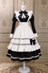 Alice Girl -The Cute Housekeeper- Vintage Classic Lolita OP Dress and Apron