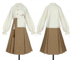 ShiSanYu -The Poetic Late Autumn- Hanfu Style Qi Lolita Sweater and Skirt