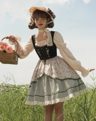 WithPuji -Heidi's Dream- Vintage Classic Lolita Blouse and Jumper Dress