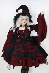 The Rose Witch Gothic Lolita Top Wear, Jumper Dress and Witch Hat Set